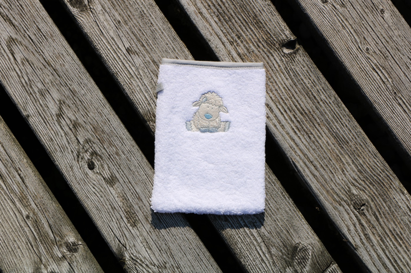 Schaf gestreift Waschlappen Waschhandschuh passend zum Kapuzenhandtuch 